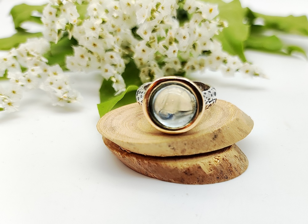 Anello Bubbles Cab Acquamarina