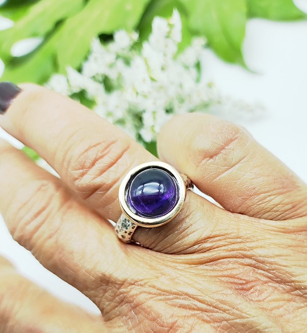 Anello Bubbles Cab Ametista