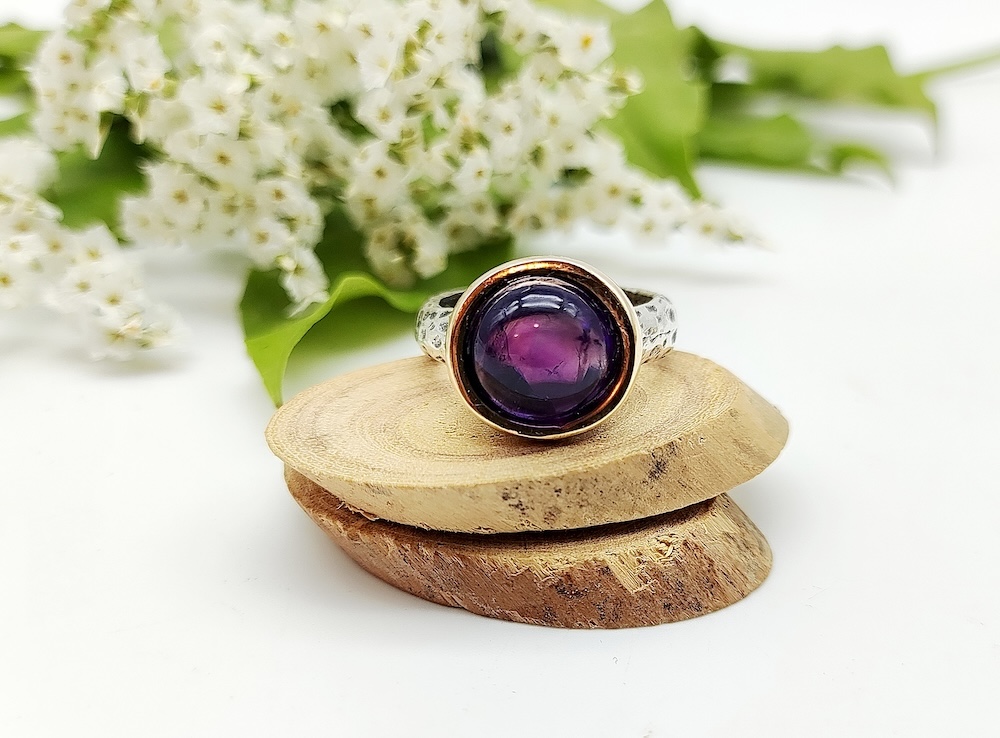 Anello Bubbles Cab Ametista