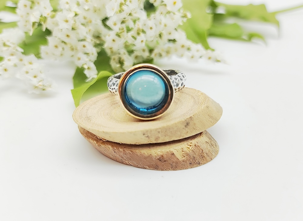 Anello Bubbles Cab topazio blu