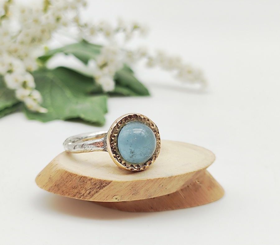 Anello Bubbles Cab Acquamarina - piccolo