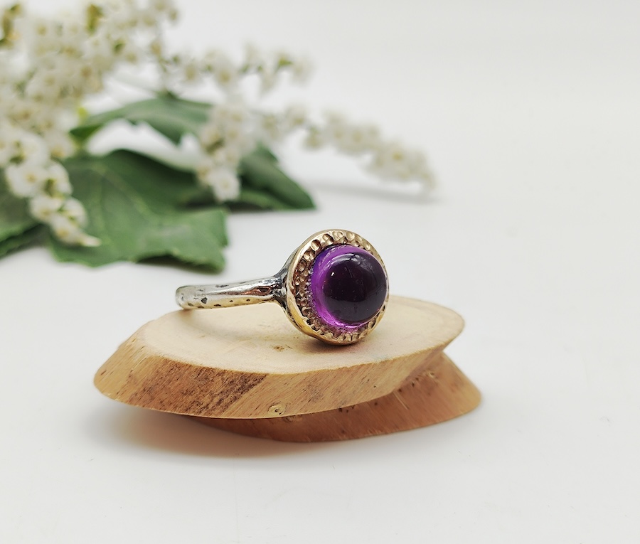 Anello Bubbles Cab Ametista - piccolo