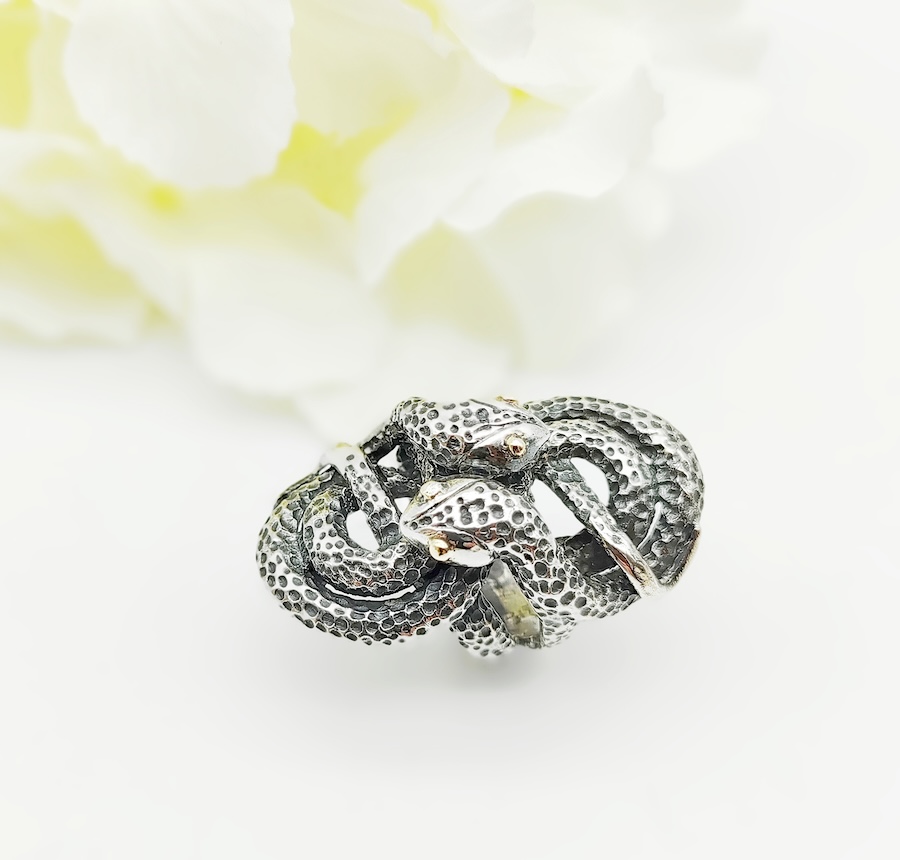 Anello Doppia Anaconda Avvolta