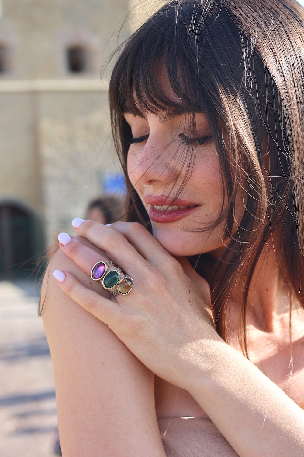 Anello Bubbles Cab Tormalina ovale